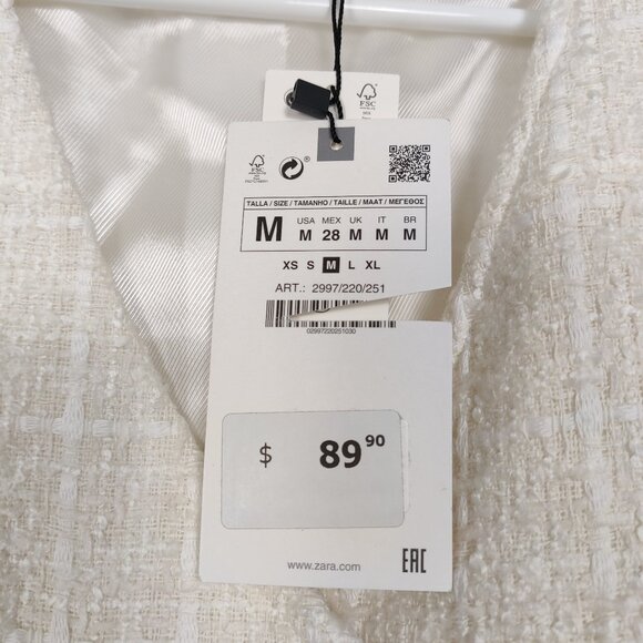 Zara NEW Women's Vest Size M White Long V Neck Business Casual Quiet Luxury Chic - Picture 3 of 11